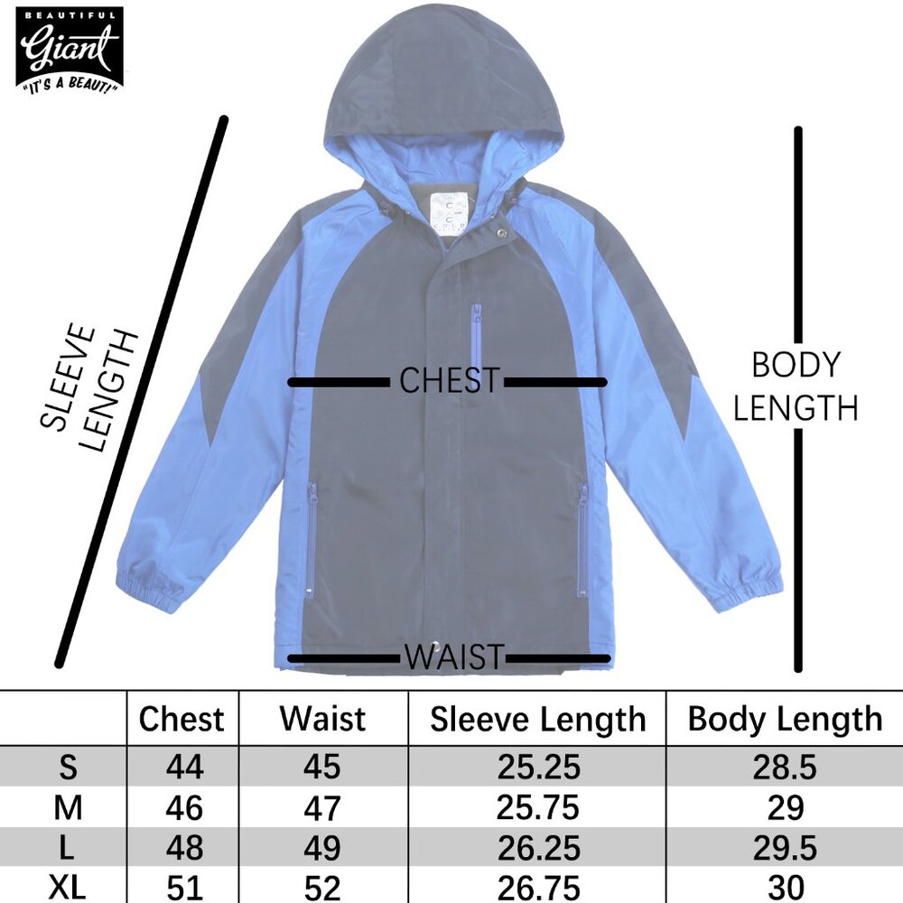 Mens Waterproof Rain Jacket Fleece Lined Hooded Windbreaker Coat with Zip Pocket - Picture 9 of 9